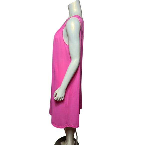 Vintage Shadowline Hot Pink Nightgown Floral Embroidered Nylon Sleepwear Medium - Picture 4 of 10